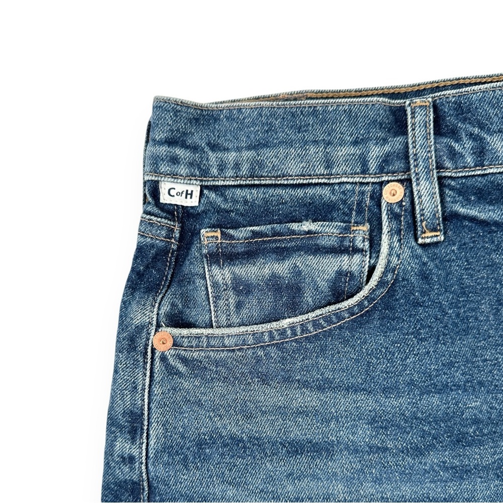 Citizens of Humanity Beatnik Mid Wash Frayed Classic Blue Denim Jean Mini Skirt - Picture 6 of 12